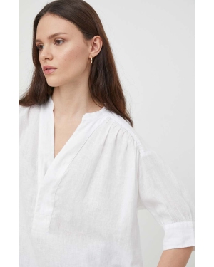 Polo Ralph Lauren bluzka lniana kolor biały gładka