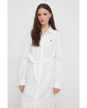Polo Ralph Lauren sukienka bawełniana kolor biały mini prosta