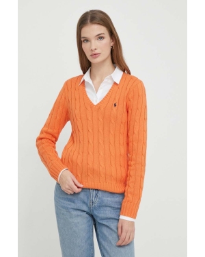 Polo Ralph Lauren sweter bawełniany kolor pomarańczowy lekki