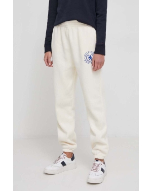 Tommy Hilfiger spodnie dresowe kolor beżowy z aplikacją WW0WW40601