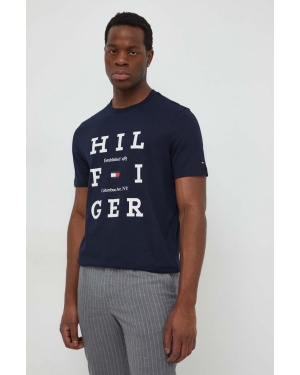 Tommy Hilfiger t-shirt bawełniany męski kolor granatowy z nadrukiem MW0MW33690
