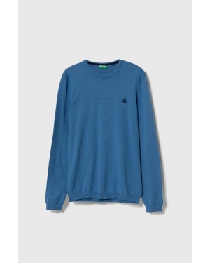United Colors of Benetton sweter bawełniany dziecięcy kolor niebieski lekki
