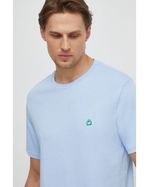 United Colors of Benetton t-shirt bawełniany męski kolor niebieski gładki