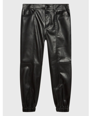 Calvin Klein Jeans Spodnie z imitacji skóry IG0IG01694 Czarny Regular Fit