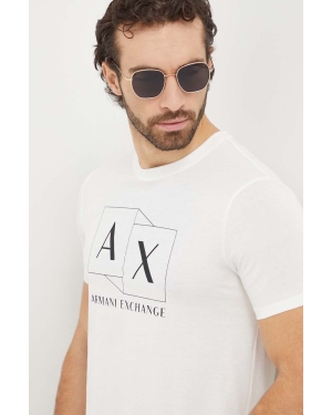Armani Exchange t-shirt bawełniany męski kolor beżowy z nadrukiem 3DZTAD ZJ9AZ