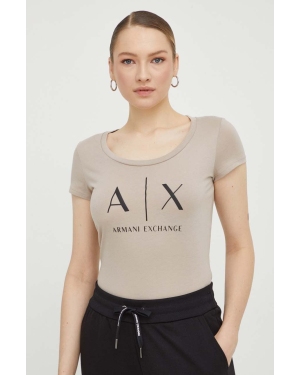 Armani Exchange t-shirt bawełniany kolor beżowy 8NYT70 YJ16Z NOS