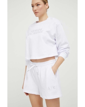 Armani Exchange szorty bawełniane kolor biały z aplikacją high waist 3DYS89 YJFHZ