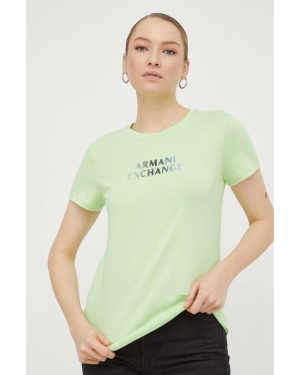 Armani Exchange t-shirt bawełniany damski kolor zielony 3DYT14 YJDGZ
