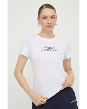 Armani Exchange t-shirt bawełniany damski kolor biały 3DYT14 YJDGZ