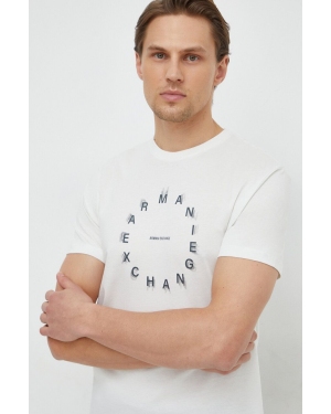 Armani Exchange t-shirt bawełniany męski kolor beżowy z nadrukiem 3DZTBJ ZJ9TZ