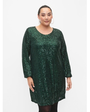 Zizzi Sukienka koktajlowa M59218A Zielony Loose Fit