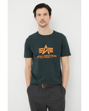 Alpha Industries t-shirt bawełniany kolor zielony z nadrukiem 100501.353-DarkPetrol