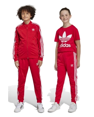 adidas Originals spodnie dresowe dziecięce kolor czerwony wzorzyste