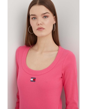 Tommy Jeans longsleeve damski kolor różowy