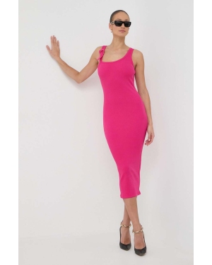 Versace Jeans Couture sukienka kolor różowy midi dopasowana 76HAO947 J0004