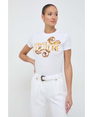 Versace Jeans Couture t-shirt bawełniany damski kolor biały 76HAHG00 CJ00G