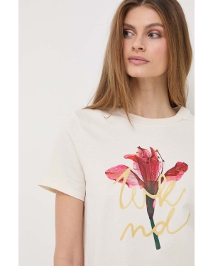 Weekend Max Mara t-shirt bawełniany damski kolor beżowy