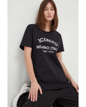 Iceberg t-shirt bawełniany damski kolor czarny
