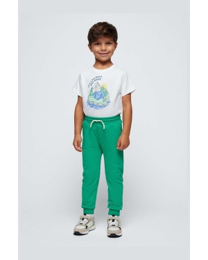 Mayoral spodnie dresowe dziecięce kolor zielony gładkie