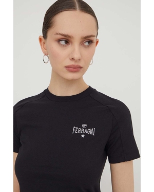 Chiara Ferragni t-shirt bawełniany STRETCH damski kolor czarny 76CBHC01