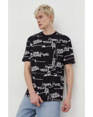Karl Lagerfeld Jeans t-shirt bawełniany męski kolor czarny wzorzysty