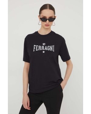 Chiara Ferragni t-shirt bawełniany STRETCH damski kolor czarny 76CBHC02