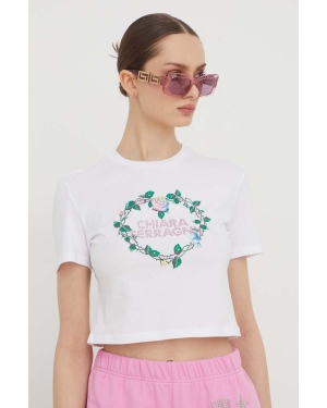 Chiara Ferragni t-shirt bawełniany ROSES damski kolor biały 76CBHK07