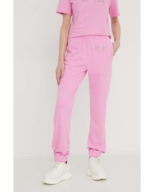 Chiara Ferragni spodnie dresowe EYE STAR kolor różowy z aplikacją 76CBAG01