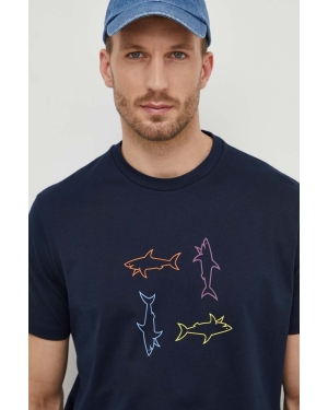 Paul&Shark t-shirt bawełniany męski kolor granatowy z nadrukiem 24411088