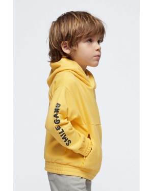 Mayoral bluza dziecięca kolor żółty z kapturem z nadrukiem