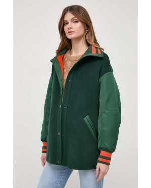 MAX&Co. kurtka wełniana kolor zielony przejściowa oversize 2416081011200