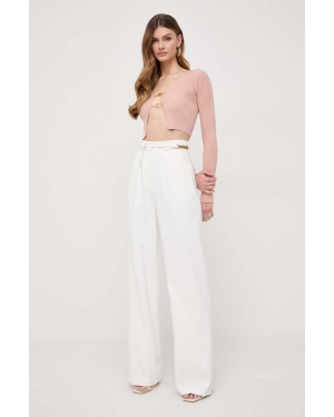 Elisabetta Franchi spodnie damskie kolor biały proste high waist PA00141E2
