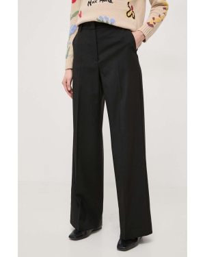 Weekend Max Mara spodnie wełniane kolor czarny proste high waist 2415131091600