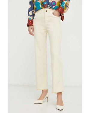 MAX&Co. spodnie damskie kolor beżowy proste high waist 2416131111200