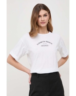 Elisabetta Franchi t-shirt bawełniany damski kolor biały MA02341E2