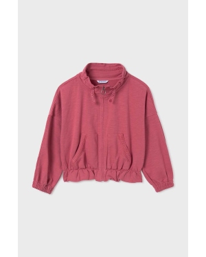 Mayoral bluza bawełniana dziecięca kolor różowy gładka