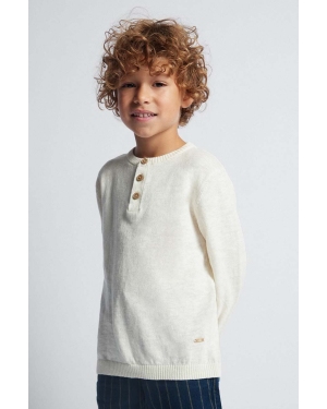 Mayoral sweter z domieszką lnu dziecięcy kolor beżowy lekki