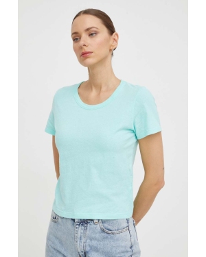 American Vintage t-shirt bawełniany damski kolor turkusowy