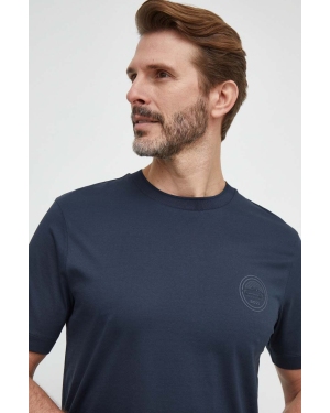 BOSS t-shirt bawełniany męski kolor granatowy z nadrukiem 50507787