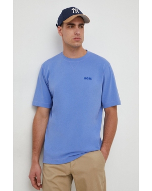 Boss Orange t-shirt bawełniany męski kolor niebieski gładki 50505257