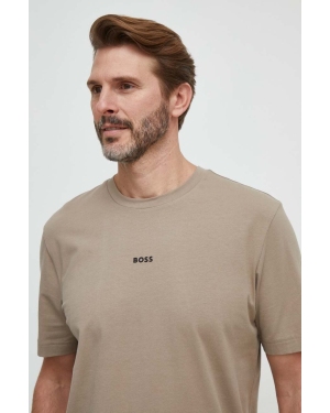 BOSS t-shirt BOSS ORANGE męski kolor brązowy gładki 50473278