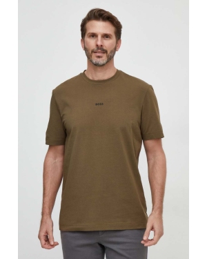 BOSS t-shirt BOSS ORANGE męski kolor zielony gładki 50473278