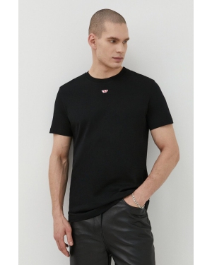 Diesel t-shirt bawełniany T-DIEGOR-D męski kolor czarny z aplikacją