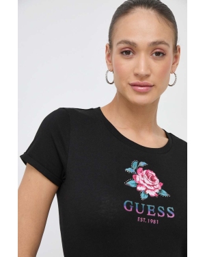 Guess t-shirt bawełniany ROSE damski kolor czarny W4RI37 JA914