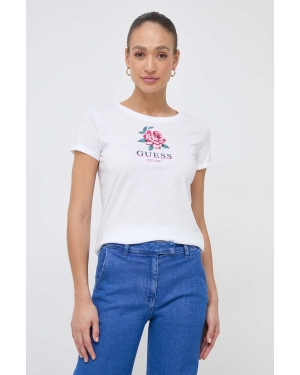 Guess t-shirt bawełniany ROSE damski kolor biały W4RI37 JA914