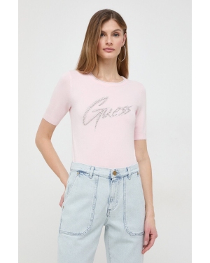 Guess t-shirt GRACE damski kolor różowy W4RR38 Z2NQ2