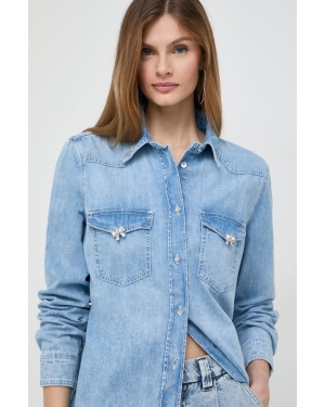 Guess koszula jeansowa RIKY damska kolor niebieski regular z kołnierzykiem klasycznym W4RH75 D59K1