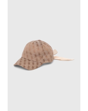 Guess czapka z daszkiem kolor brązowy wzorzysta AW5068 POL01