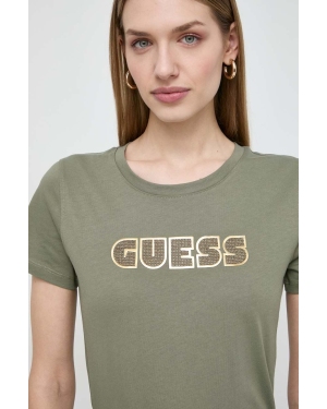 Guess t-shirt bawełniany GLOSSY damski kolor zielony W4RI30 I3Z14