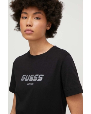 Guess t-shirt bawełniany ELEANORA damski kolor czarny V4RI10 K8HM4
